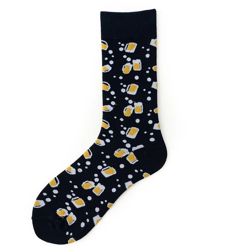 Calcetines divertidos de algodón para hombre y adulto, medias con estampado de hamburguesa, Pizza, cerveza, Skate, Hip Hop, ropa de calle, a la moda, para otoño, 1 par