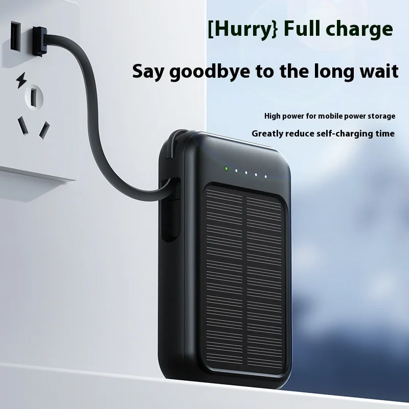 20,000mah Large-Capacity Solar Power Bank Usb With Built-In Four-Wire Mini Portable Outdoor Power Bank Battery Gift