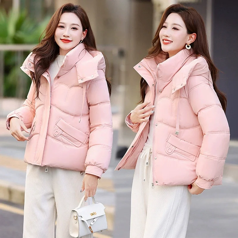 

Новая модная зимняя парка, женская пуховая куртка с хлопковой подкладкой, толстое теплое короткое пальто, свободная женская верхняя одежда с капюшоном, верхняя одежда