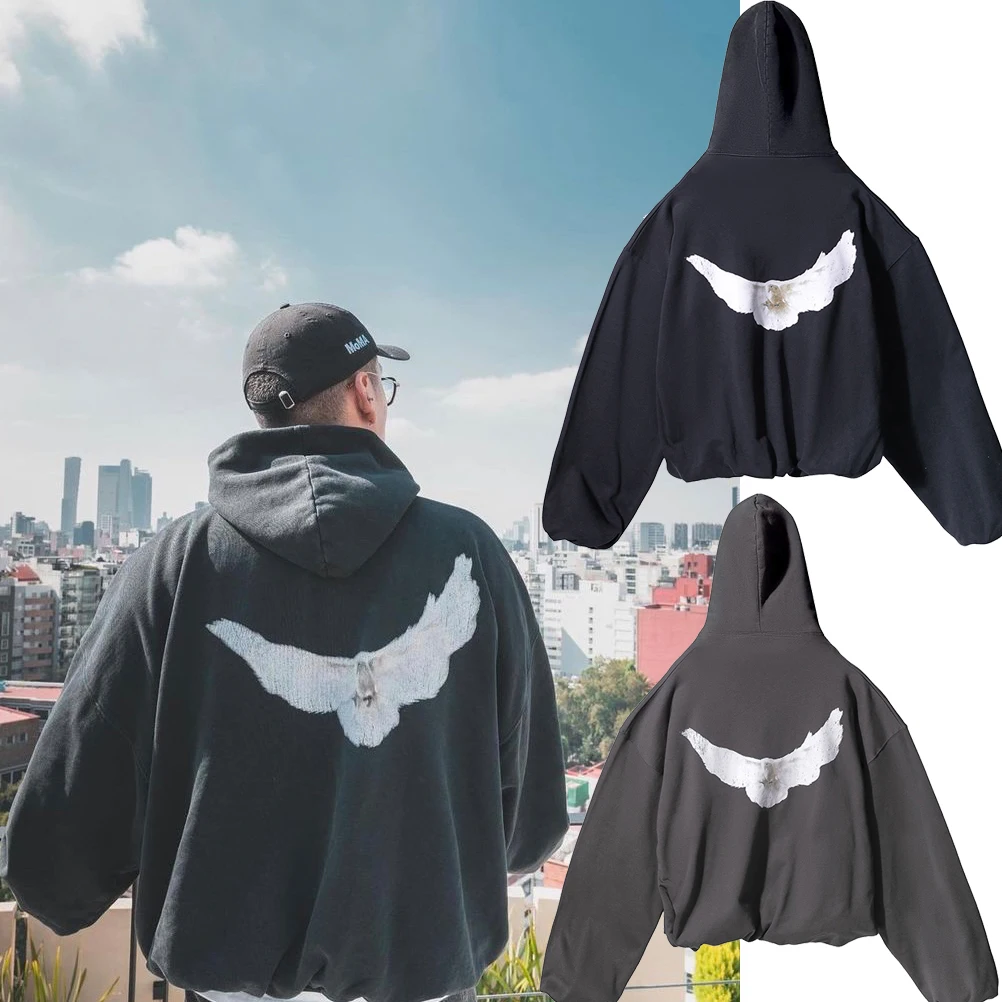 

Толстовки с капюшоном DONDA из плотной ткани для мужчин и женщин, модная уличная винтажная уличная одежда с принтом голубя, пуловеры Kanye West