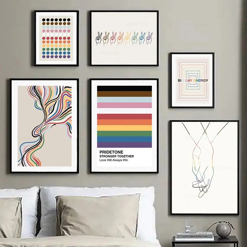 Subtle Pride Office Decor LGBTQ Gift Lesbians Gays Wall Art Canvas Painting Posters Prints Abstract Pictures  Living Room Decor