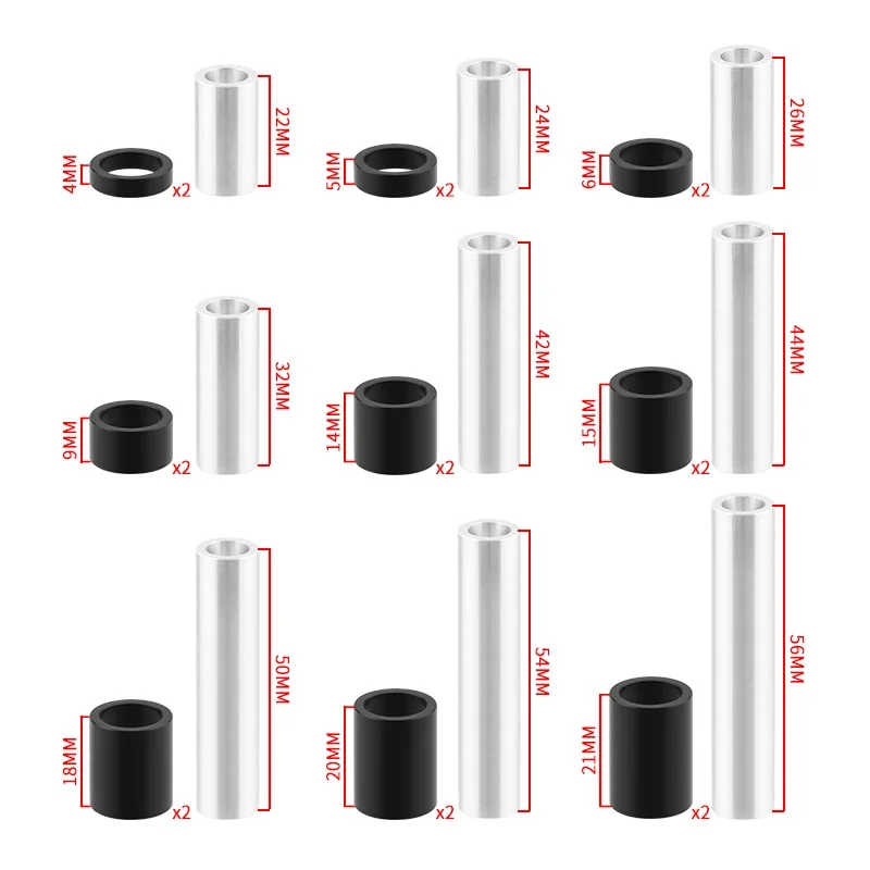 MUQZI MTB Rear Suspension Shock Absorber DU Bushing 22 24 26 32 42 44 50 54 56mm Rear Shock Bushing ID 8mm OD 12mm Bike Parts