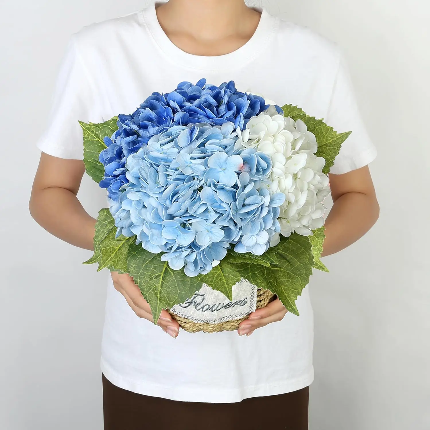 3 Stück 21 Zoll Weiße Hortensien Künstliche Blumen Große Hortensien aus Latex Realistische Hortensienblüten für Hochzeit und Heimdekoration – Detail 16