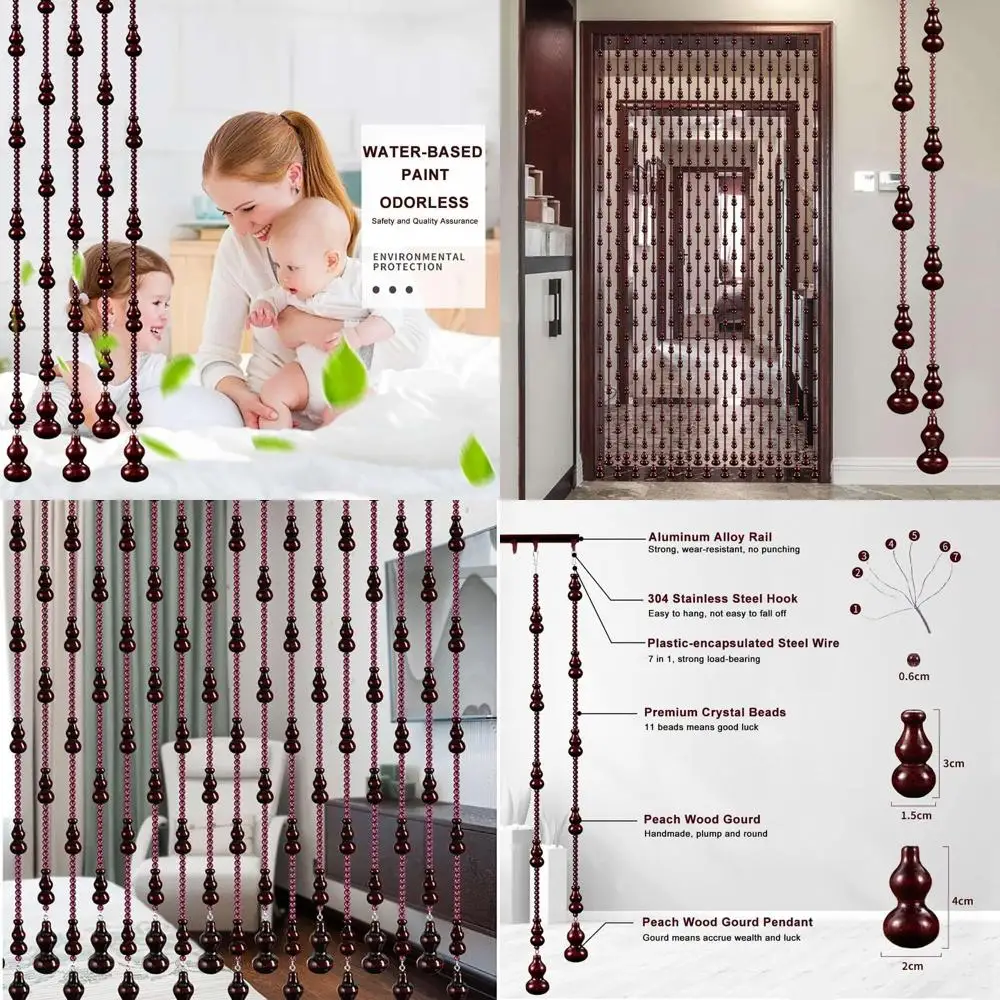 

Vintage Red Wine Beaded Curtain, 35.5 x 78, 29-String Handcrafted Divider for Home Decor