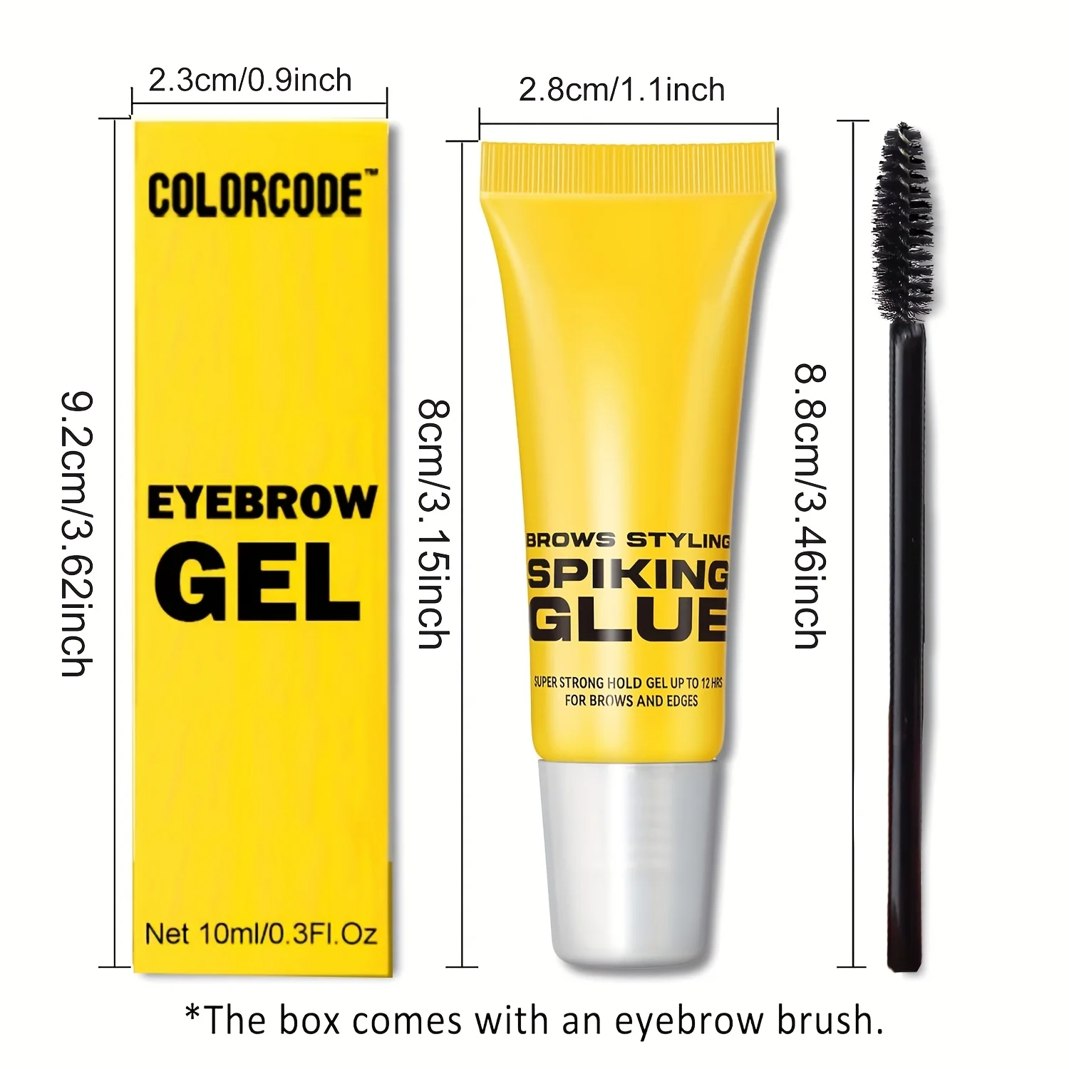 Colorcode Eyebrow Gel with Brush - 10ml Transparent Eyebrow Shaping Setting Gel for All Skin Types, Long-Lasting Brow Styling