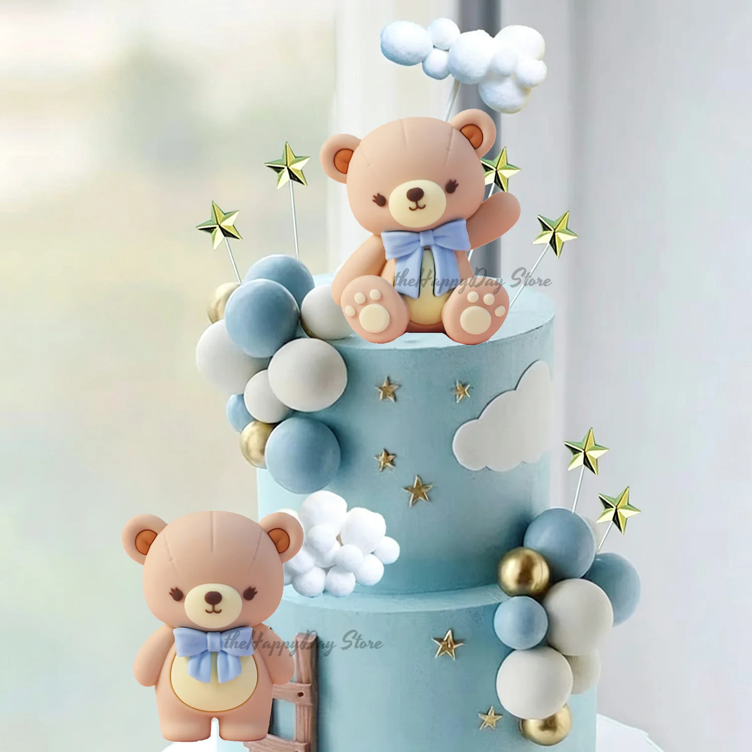 1Set Bear Cake Toppers Balls We can Bearly wait Bear Birthday Cake Decorations Balls Cake Topper for Baby Shower Cupcake Decor