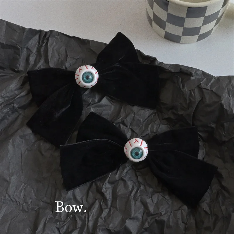 Black Gothic Spring Summer Hair Clip for Girl Hair Clip Halloween Punk Skull Bowknot Hair Barrettes for Teenager Ponytail Decors