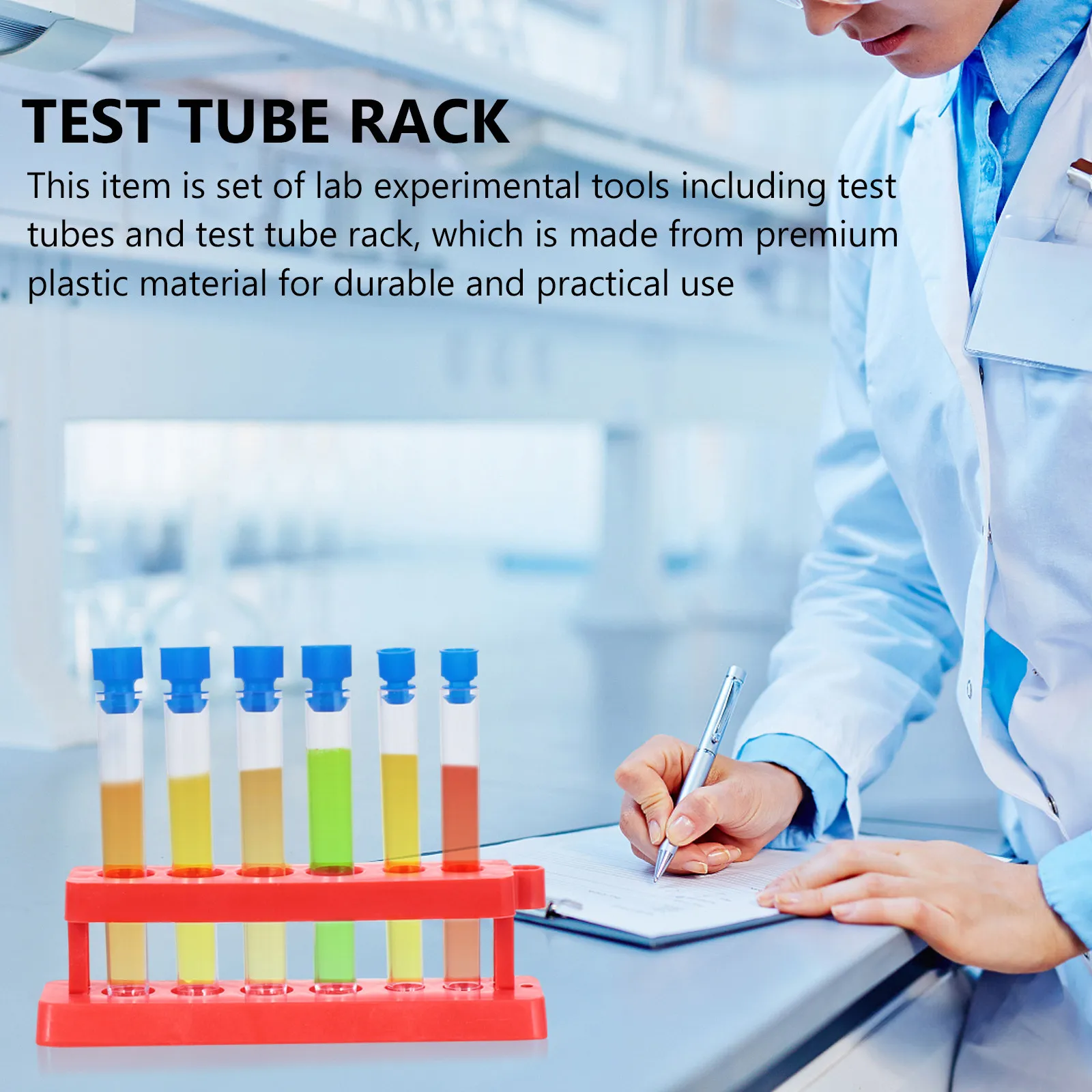 Test Tube Racks Durable Plastic Lightweight Portable Easy to Carry Scientific Experiments Test Tube Storage Rack