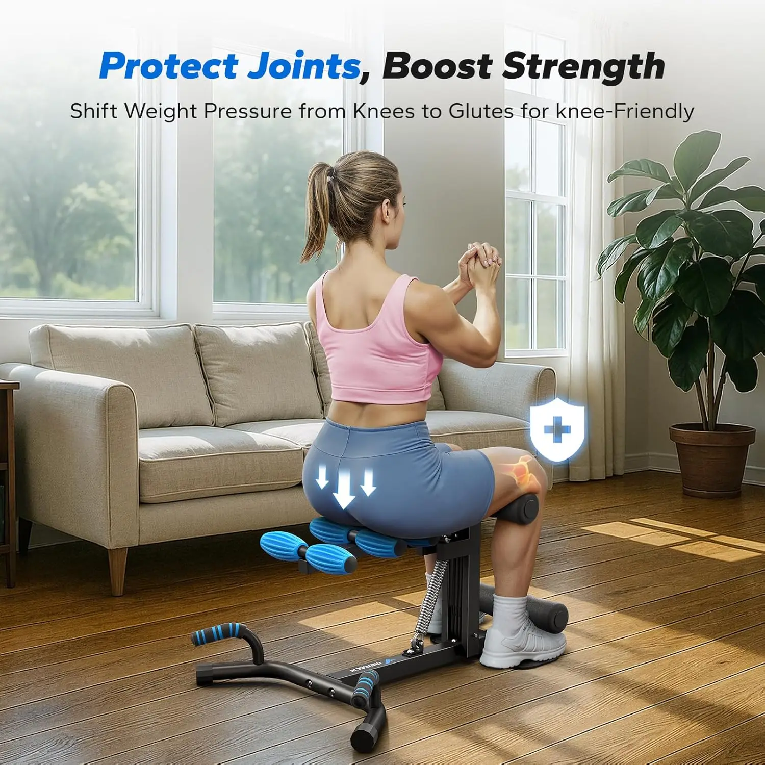 Deep Squat Machine for Women, Adjustable Glutes Trainer Machine, Core & Leg Exercise, Push Up Workout Equipment at Home Gym