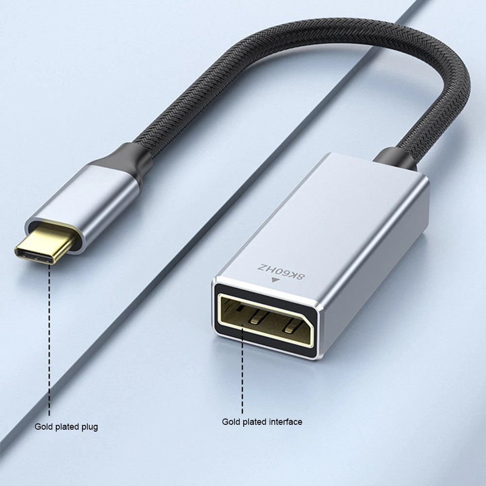 USB C do DP 1.4 Adapter żeński 8K @ 60Hz 120Hz rodzaj USB-C do HDMI kompatybilny kabel konwertera przejściówka do wyświetlacza TV do laptopa PC