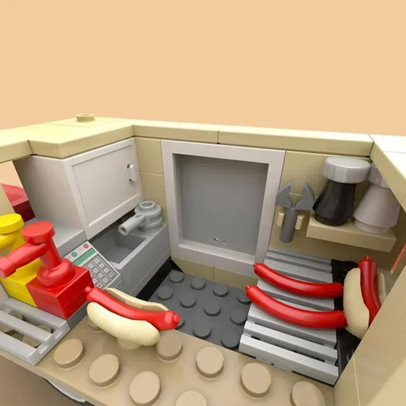 Moc Mattoni da costruzione Modello di auto da città Hot Dog Fast Food Camion Tecnologia Blocchi modulari Regali Giocattoli di Natale Set fai da te Assemblaggio