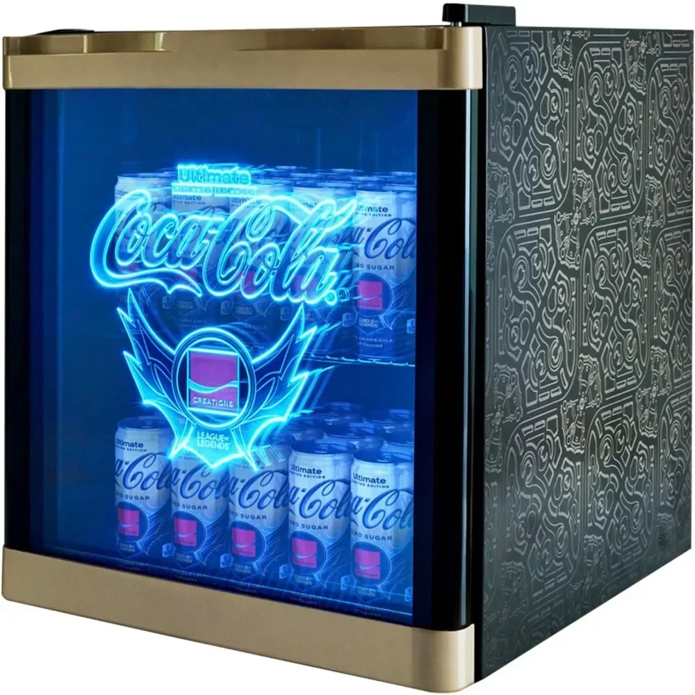 Mini refrigerador definitivo de 48 litros: Coca-Cola de edición limitada ®   Mini refrigerador exclusivo para sala de juegos, luz LED fría