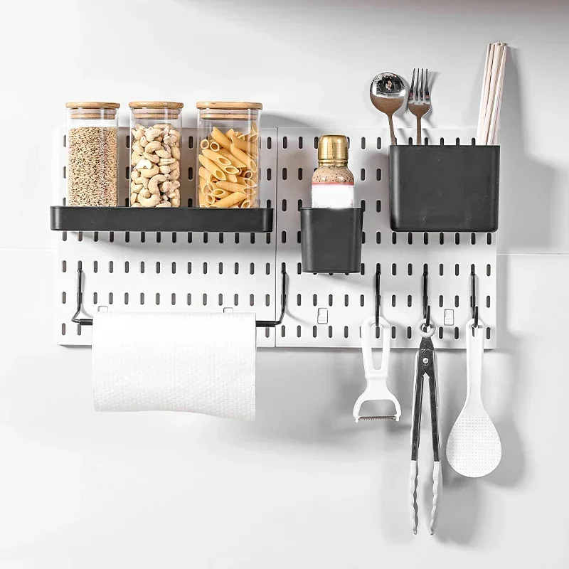 Nordic Style Diy Pegboard and Accessories Storage Case DIY Wall Mount Desktop Organizer No Punching Bathroom Kitchen