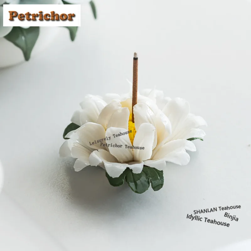 Handmade Pinch Peony Incense Holder Diffuser Incense Burners Aromatherapy Scented Aromatic Candles Censer Home Supplies Craft