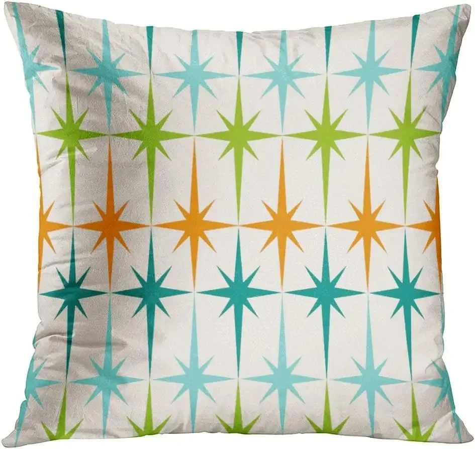 Throw Pillow Case Blue Green Vintage Orange Century Modern Pattern Decorative Cushion Cover Home Decor Square Pillow Case