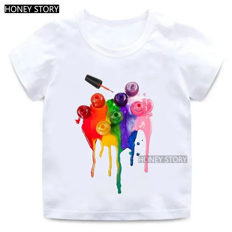 Nail Polish Bottle Kids T-shirt Fashion Nail Polish Bottle Printed T-shirt for Kids Girls Clothes   Clothes