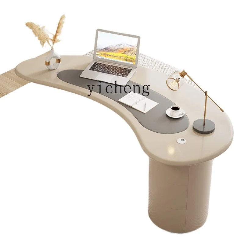 

ZK Office Dual-Use Desk Designer Creative Curved Crescent Desk Light Luxury Desk