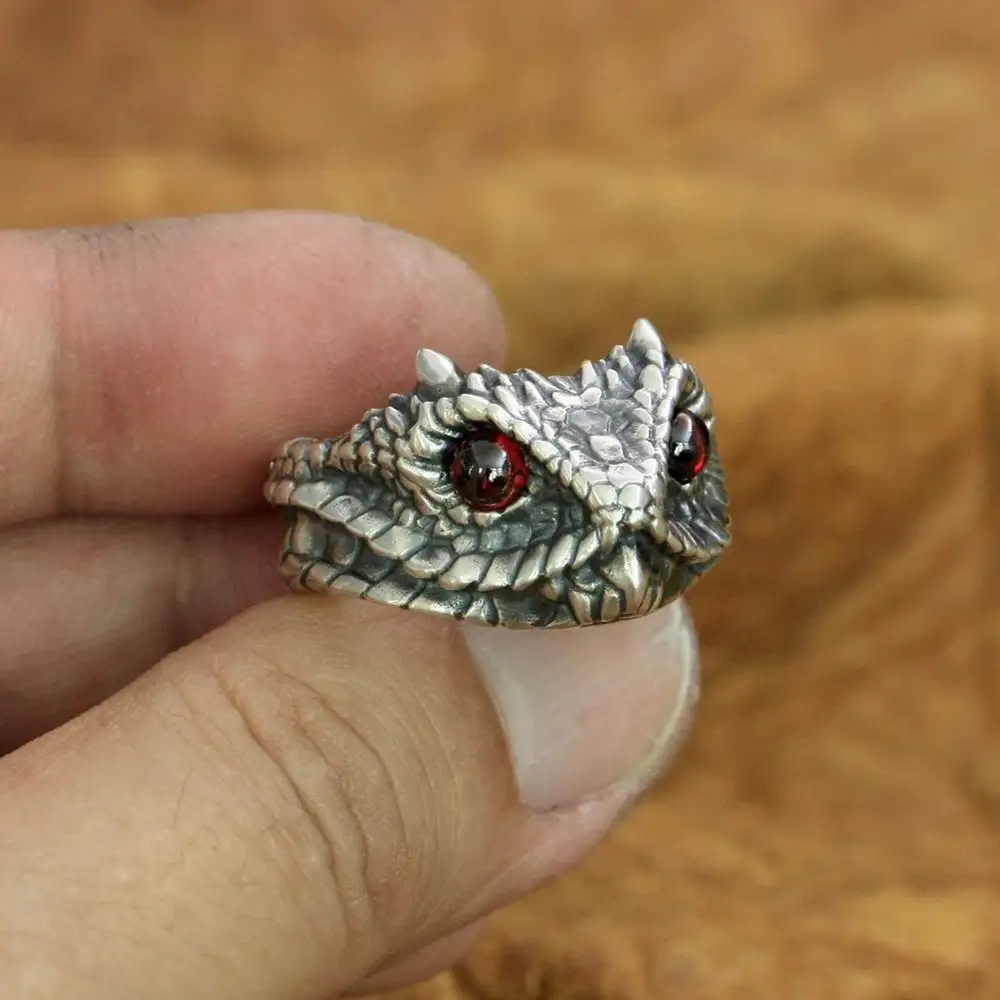 

Кольцо из стерлингового серебра 925 пробы с фианитами и глазами Adder Viper Snake Ring Байкерские украшения в стиле панк TA267, размер США от 7 до 15