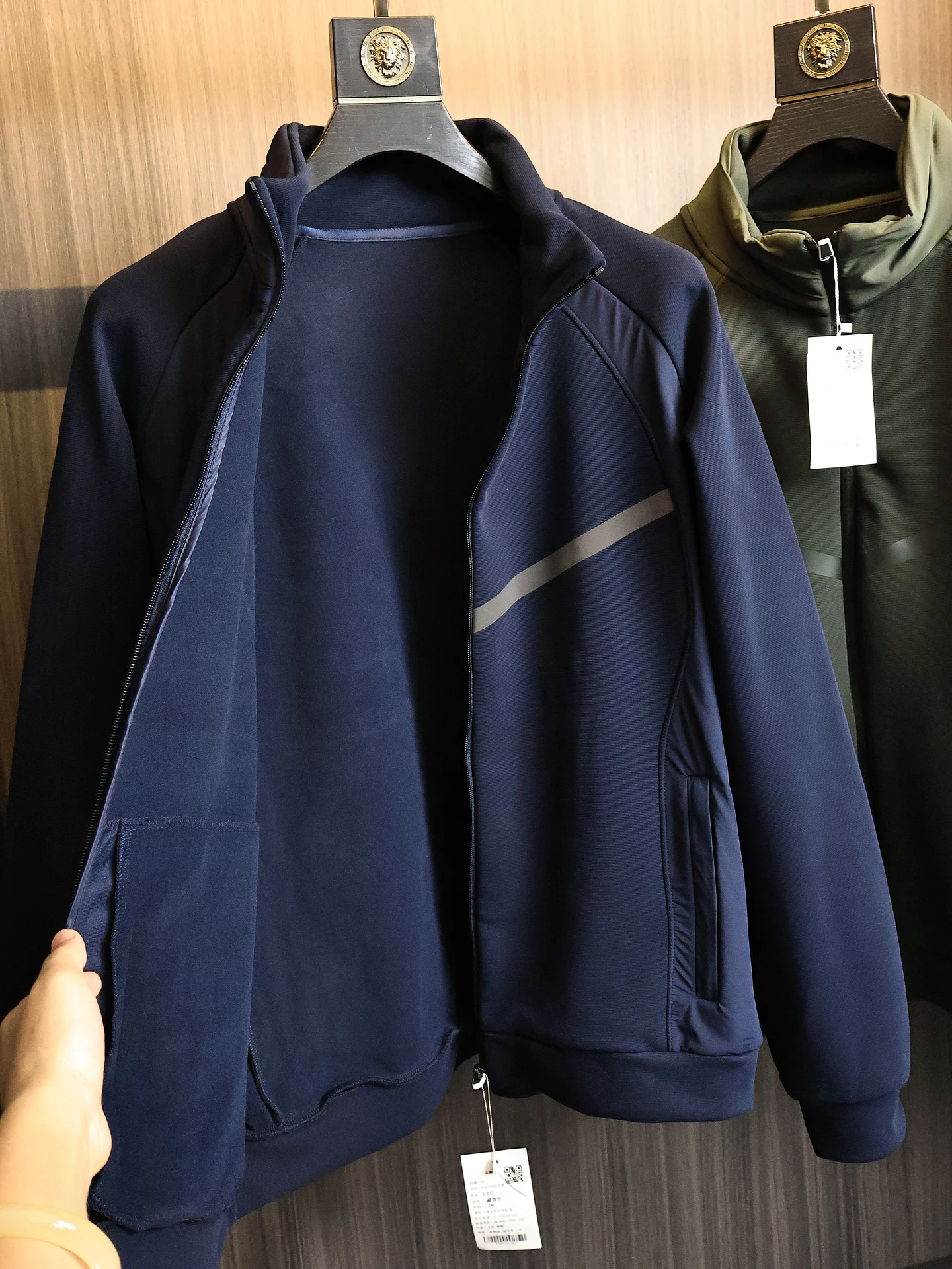 Men's Casual Fashionable Composite Fleece Jacket Stand Collar Warm Elastic Texture All-Match Autumn Winter Outerwear Coat