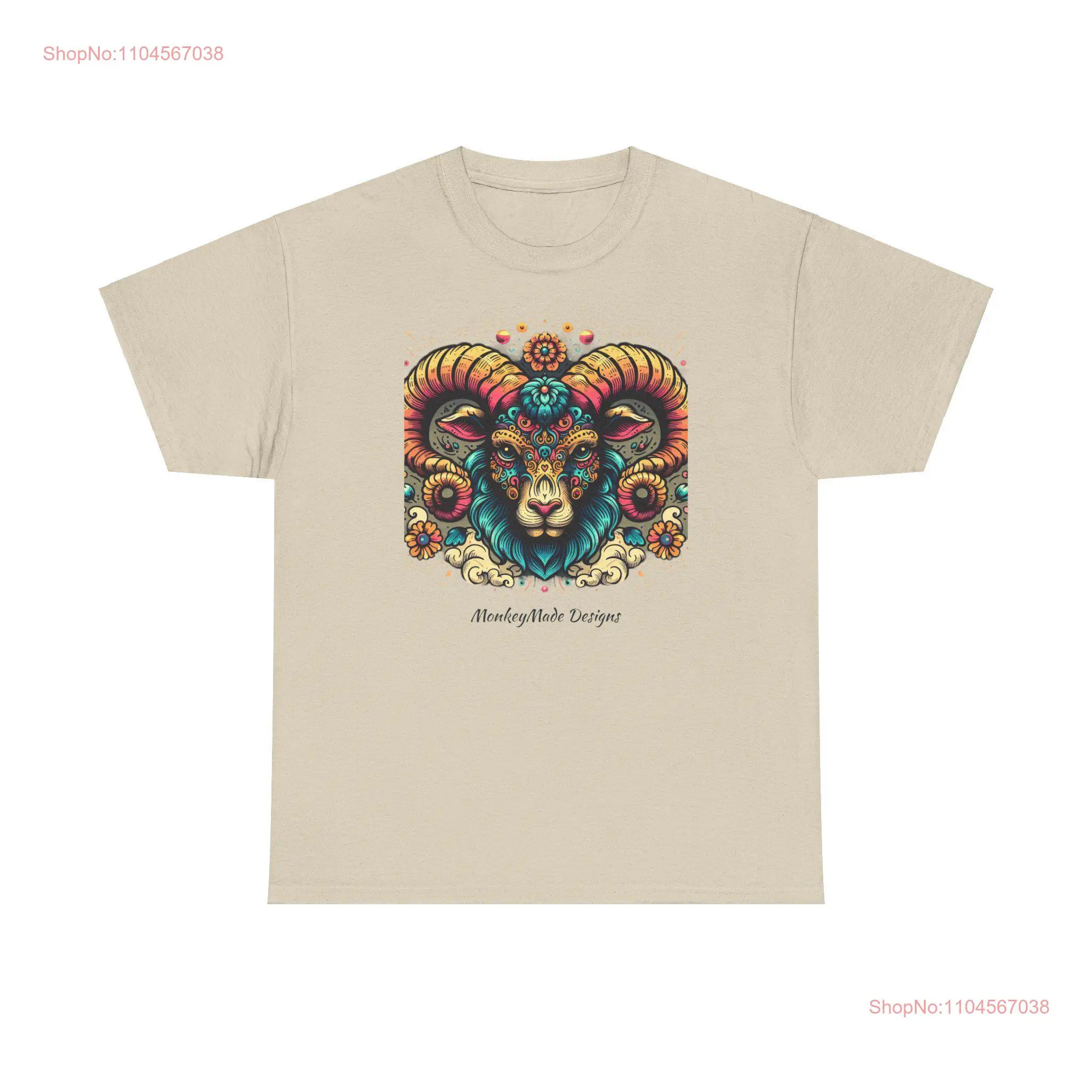 

Тяжелая хлопковая футболка Moon Year Sheep MonkeyMadeDesigns с длинными или короткими рукавами