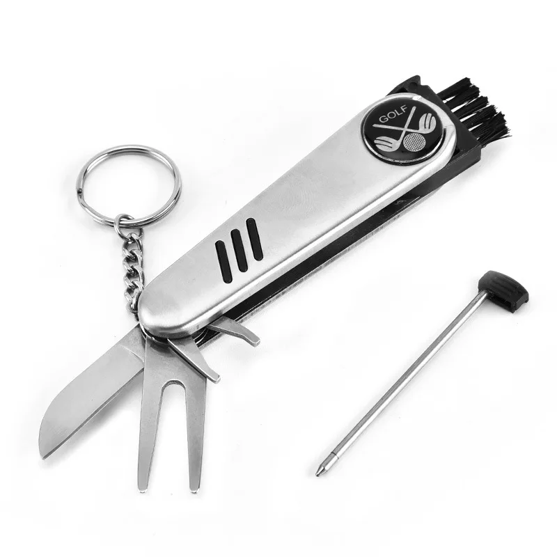 Stainless Steel Multi-Function Golf Tool- Save Space and Time as You Fix Divots, Clean Clubs,Keep Score,Mark Your Spot and Play