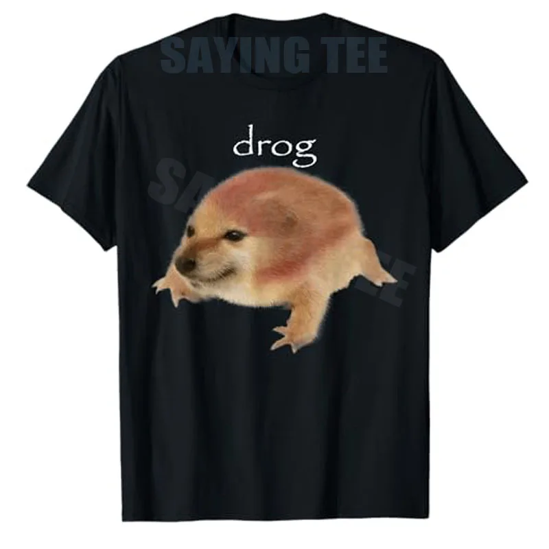 Cheems Drog Meme Funny Brainrot Cursed Dog Frog Doge Graphic T-Shirt Y2k Summer Fashion Ai Brainrot Saying Tee Novelty Cotton