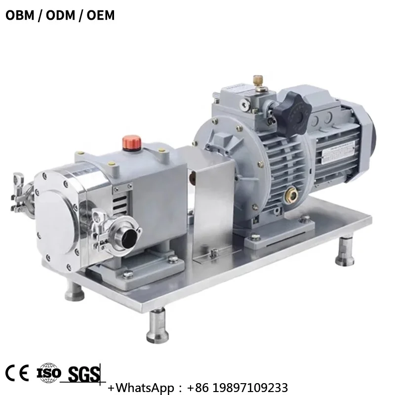 

Small Mini Rotary Lobe Pump Tomato Paste High Pressure Rotary Sanitary Lube Rotor Rotary Pump For Milk 5m3/h 3.kw Dn32 200 L/h