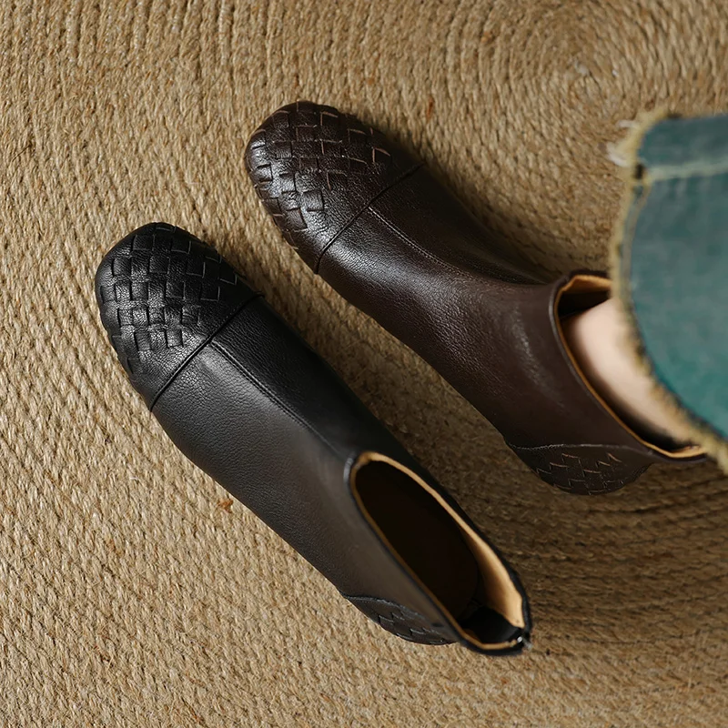 

Новинка 2023 года, осенние ботильоны из натуральной кожи, женская обувь, современные ботинки на молнии с круглым носком, ботинки челси на низком каблуке, женская обувь