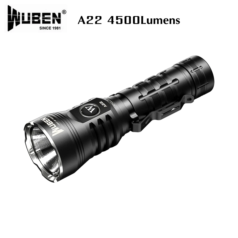 

WUBEN A22 Ultra-Bright Rechargeable Flashlight 4500Lumens Hard Light Waterproof Tactical Torch For Outdoor Camping Hunting Light