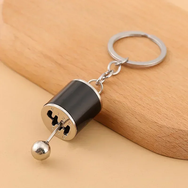 Mini Turbocharged Keyrings Car Style Gearbox Pendant Old Button Keychain Gear Shift Metal Car Modification Gear Shift Keychain