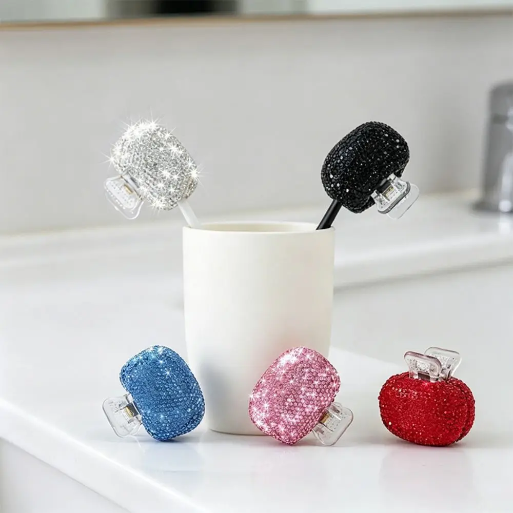 Portable Toothbrush Head Cover Breathable Reusable Toothbrush Protector Waterproof Sparkling Rhinestone Toothbrush Cap