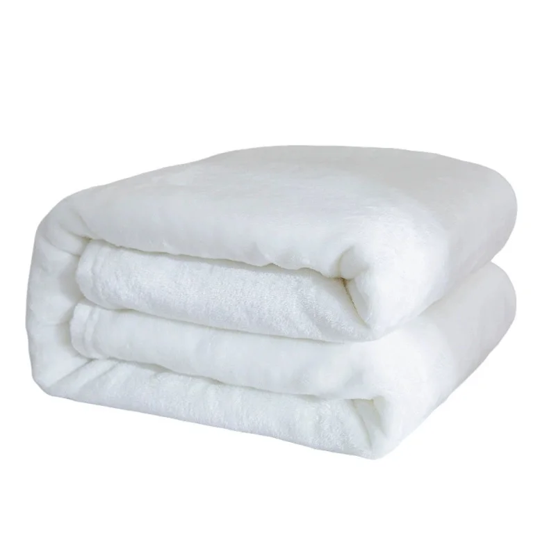 

Flannel Nap Blankets Soft Warm Plaid for Home Sofa 200x230cm Plush Bed Sheet Solid White All Season Blanket Queen Drop Shipping
