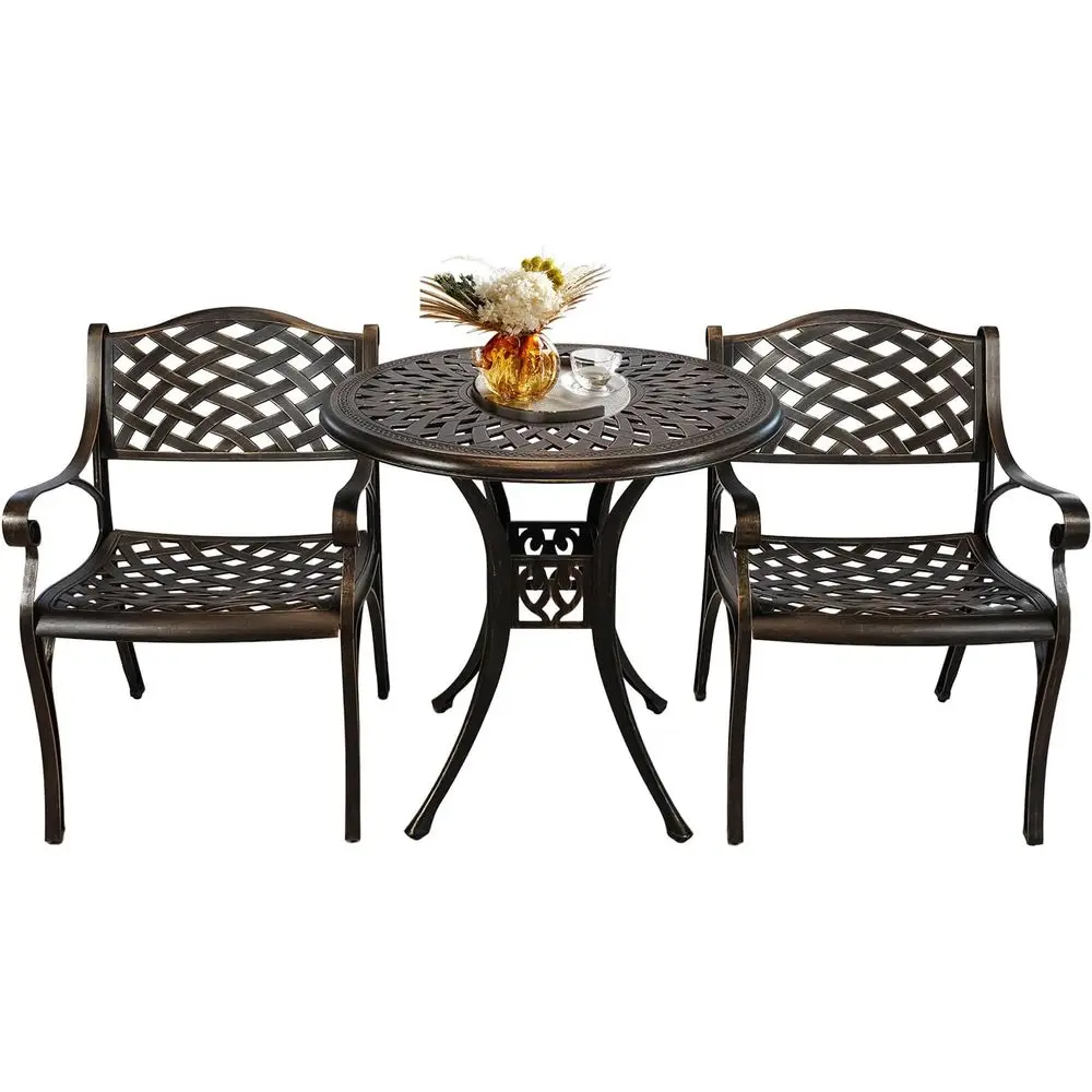 

Patio Dining Set with 2.36 Umbrella Hole, Weather-Resistant Outdoor Furniture, Cast Aluminum Table and Chairs for Garden, Porch,
