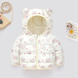 Winter Boys Girls Jacket Sweet Cartoon Print Hooded Warm coat thicken 2-7 Year Old Baby 2022 Fashion The New Children's Clothing