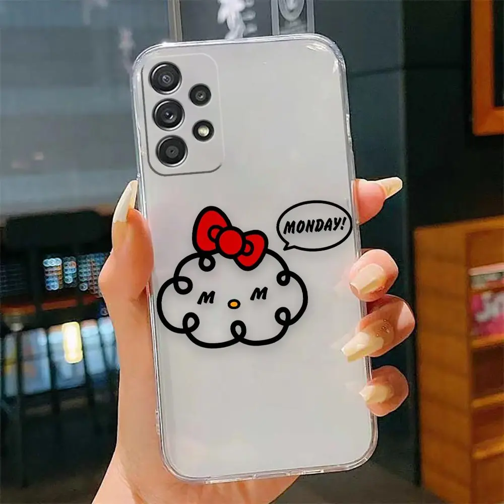 Custodia trasparente per Samsung Galaxy A22 A23 A24 A25 A32 A33 A34 A35 A50 A52 A53 A54 A55 A71 A72 A73 custodia Funda Cartoon Hello Kitty Cat