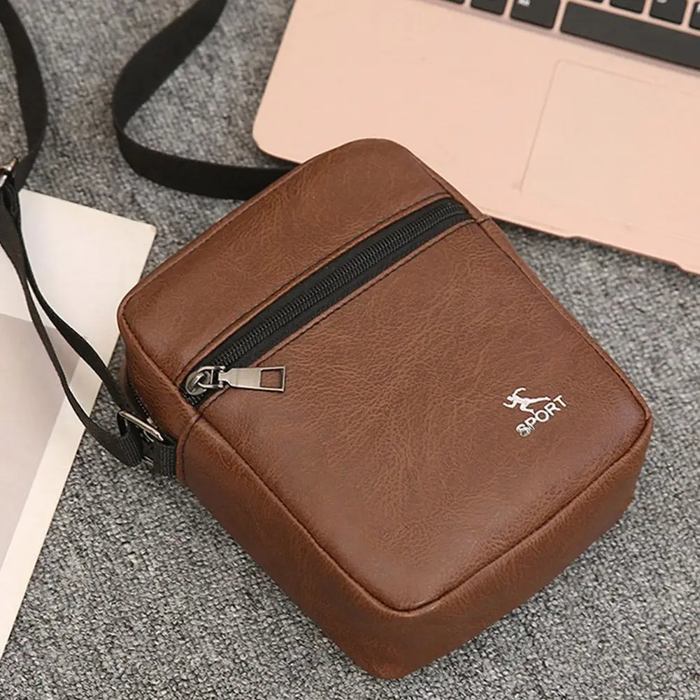 حقيبة كروس رجالية عادية Busin حقيبة الهاتف المحمول حقيبة كتف واحدة عصرية صغيرة ناعمة من جلد البولي يوريثان بسحاب للإغلاق #6