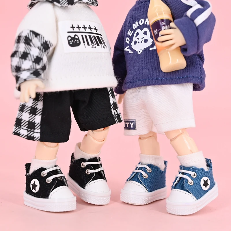 Nieuwe Ob11 Poppen Platte Bodem Canvas Schoenen 1/12 Bjd Poppen Schoenen Voor Obitsu11, Gsc Body, Body 9, Ymy, 1/12bjd Poppenaccessoires