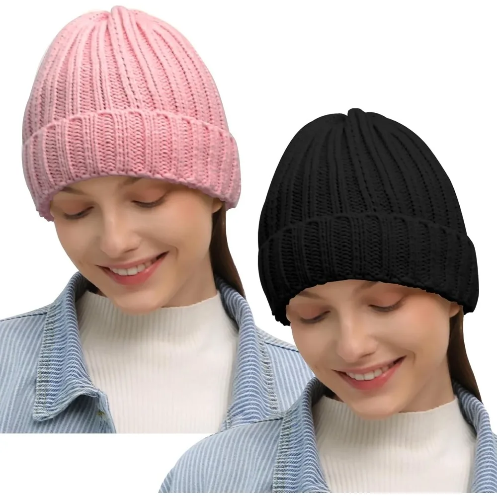 

Winter Hats for Women Warm Thick Soft Stretch Cable Knit Beanie Skully Cap for Cold Weather