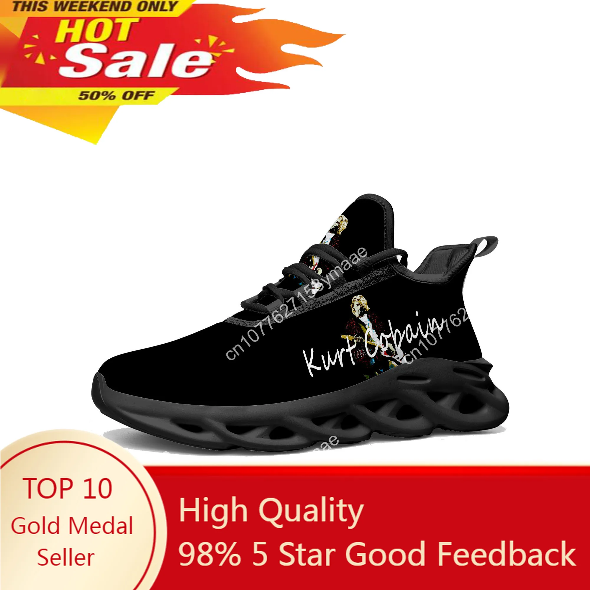 

Kurt Cobain Flats Sneakers Mens Womens Sports Running Shoes High Quality Sneaker Custom Made Shoe Lace Up Mesh Footwear Black