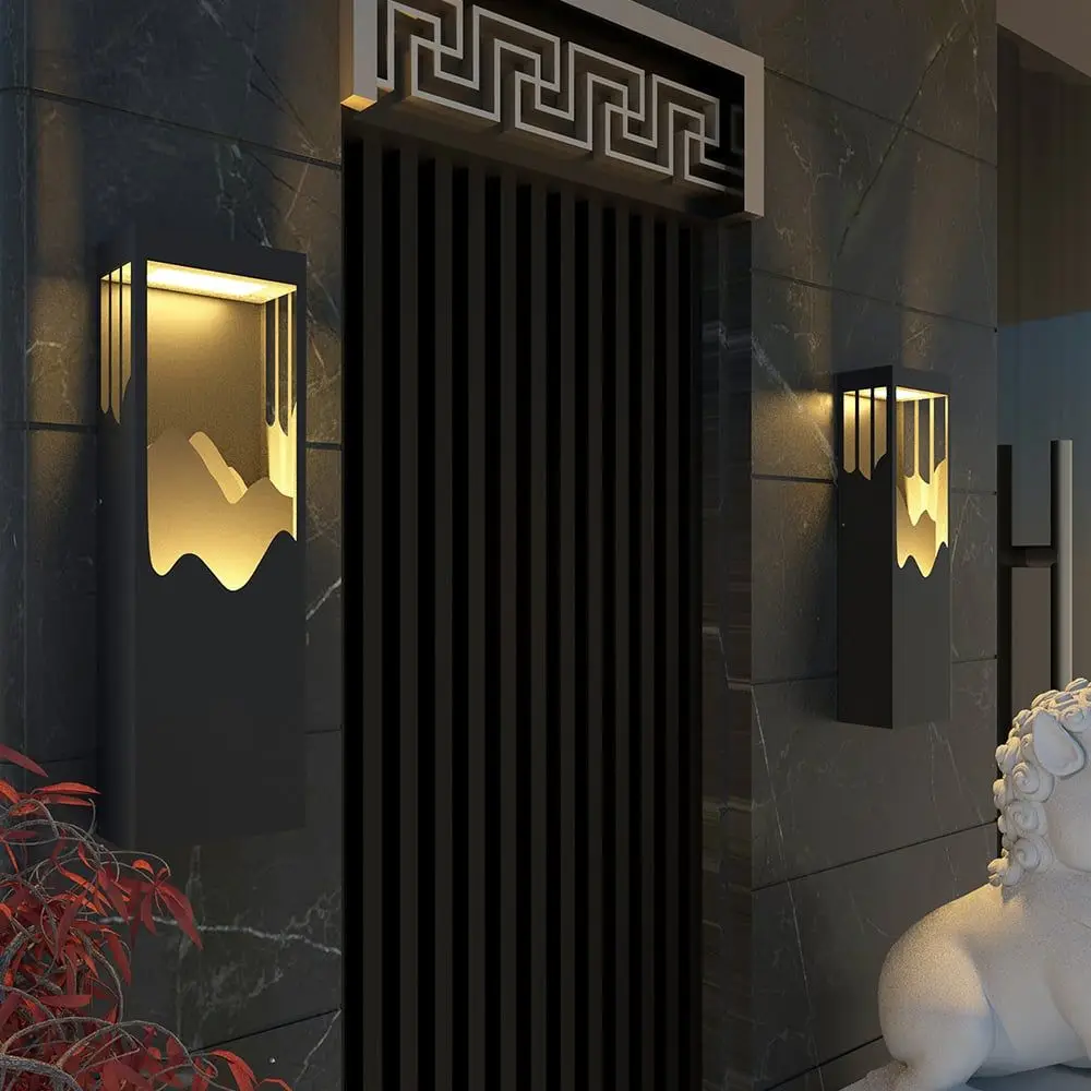 26 moderne inbouwlamp met emitterende diode buitenwandlamp gelaagd kubusvormig ontwerp stijlvolle verlichting wandlamp