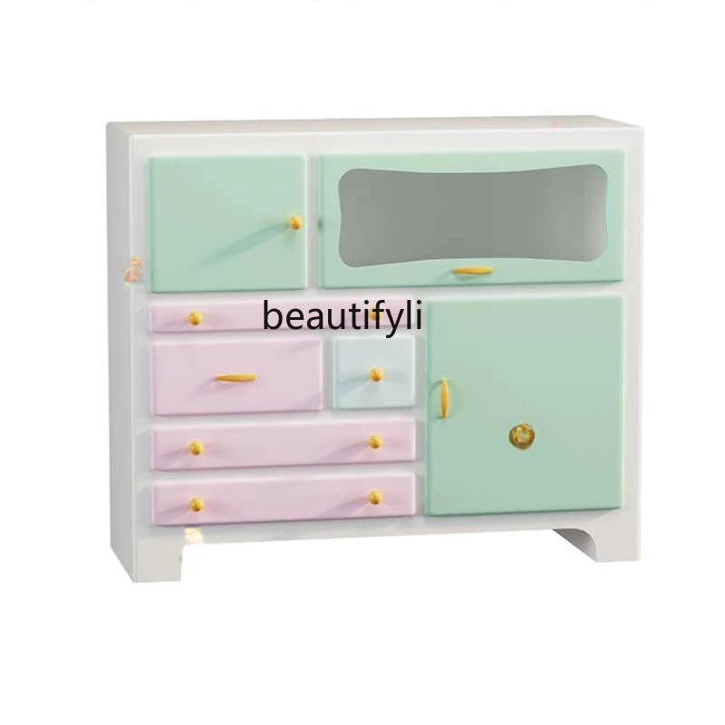 Contrast Color Living Room Bedroom Storage Cabinet Dopamine Hallway Storage Chest of Drawers Multi-Function Drawer