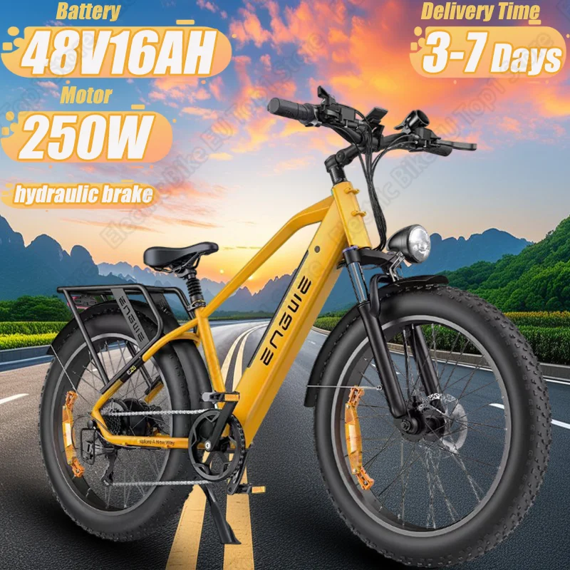 E-Bicycle ENGWE E26 250W Motor 48V16AH Lithium Battery Hydraulic Brake E-bike 26*4.0 Fat Tire Adult Mountain Snow Electric Bike