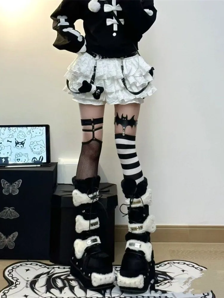 Harajuku Kawaii Ruched الكشكشة كعكة التنانير الربيع أزياء كل مباراة السراويل البيضاء Y2k E-Girl عالية الخصر Faldas Mujer