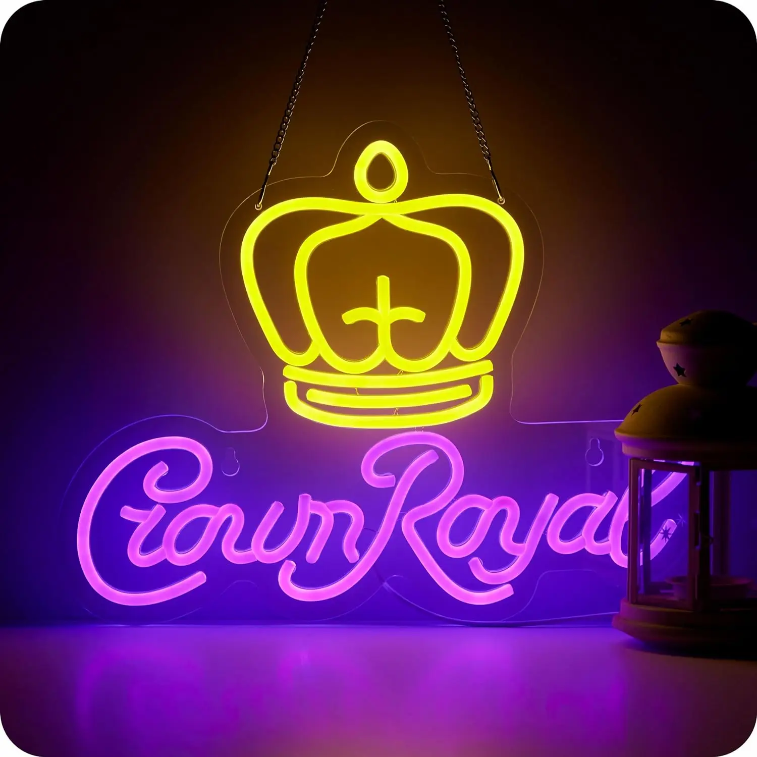 Enseigne au néon pour la décoration murale de la bière Crown, lumière LED, signes pour homme, diversification, sport, bar, pub, fête, club, whisky, lampe au néon