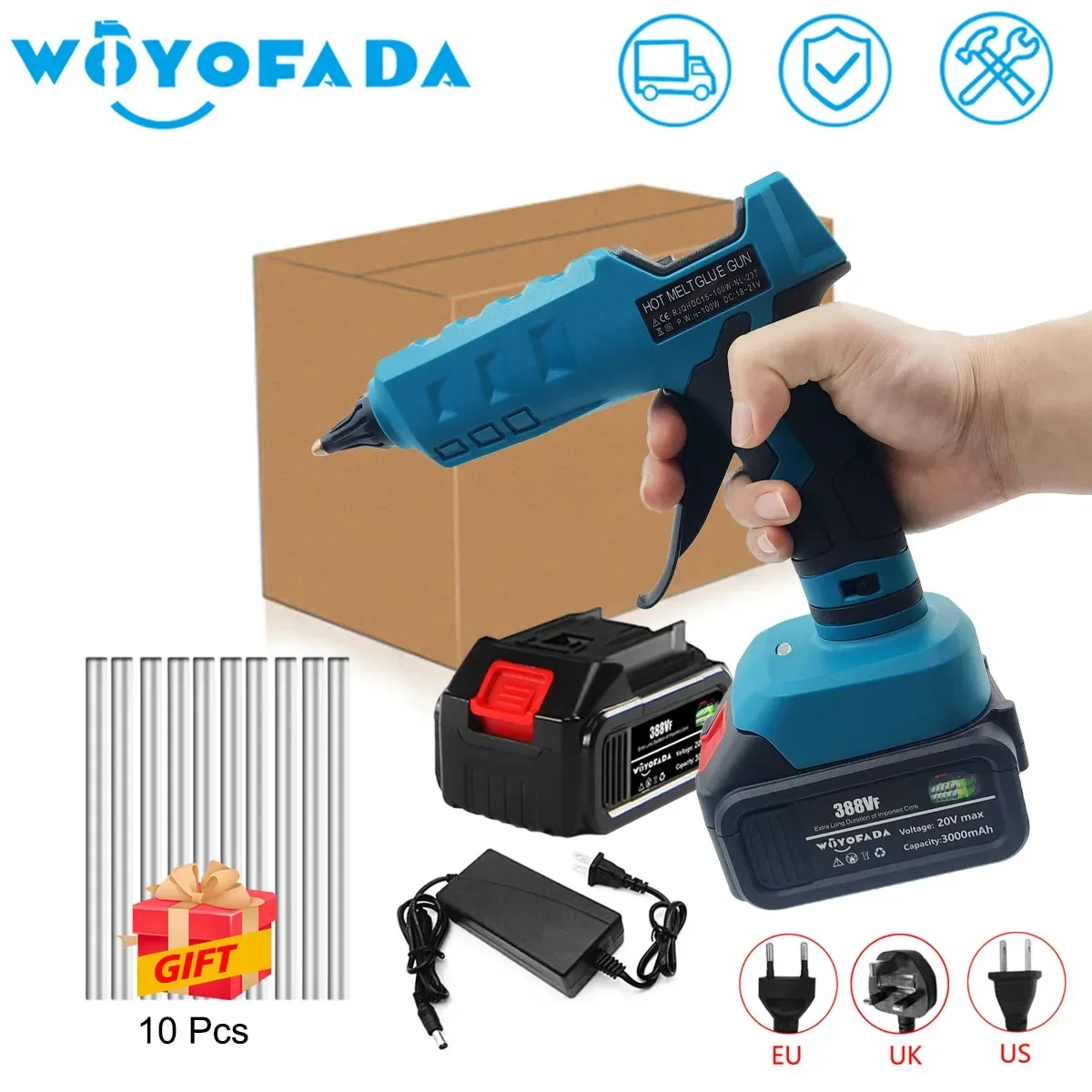 

18V Electric Hot Melt Glue Gun Cordless Electric Glue Grab 11mm Glue Stick Hot Melt Welding Hot Air Gun for Makita 18V Battery