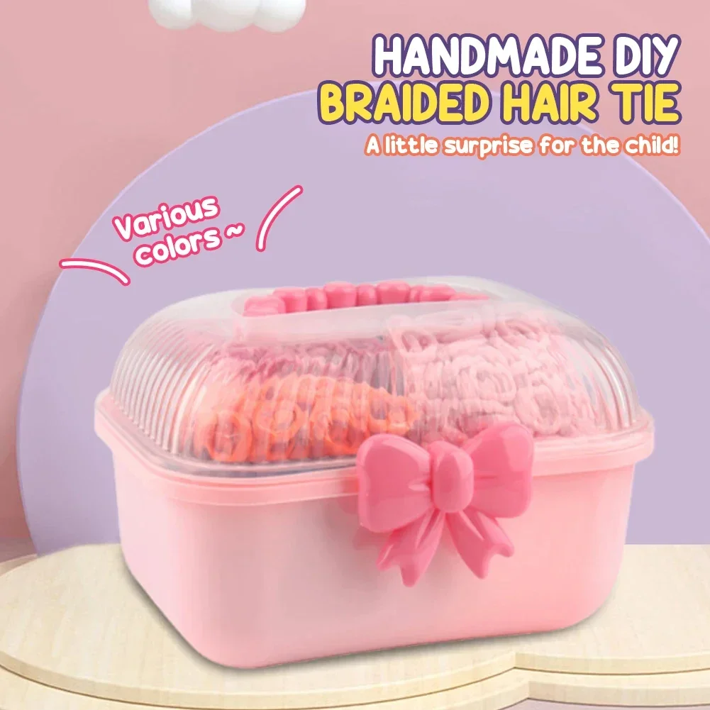 ชุดถักไหมพรม DIY ของเล่นเชือกยืดถักมือสำหรับเด็กผู้หญิง พร้อมกล่องเก็บของ ของเล่นเสริมพัฒนาการเด็กผู้หญิง ของขวัญวันคริสต์มาสและวันเกิด