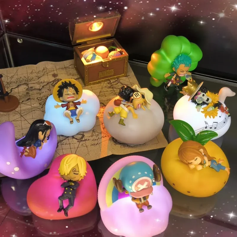 One Piece Night Light Blind Box Anime Luffy Zoro Nami Sanji Chopper Figure Sweet Dream Series Led Night Light Ornament Toy Gift