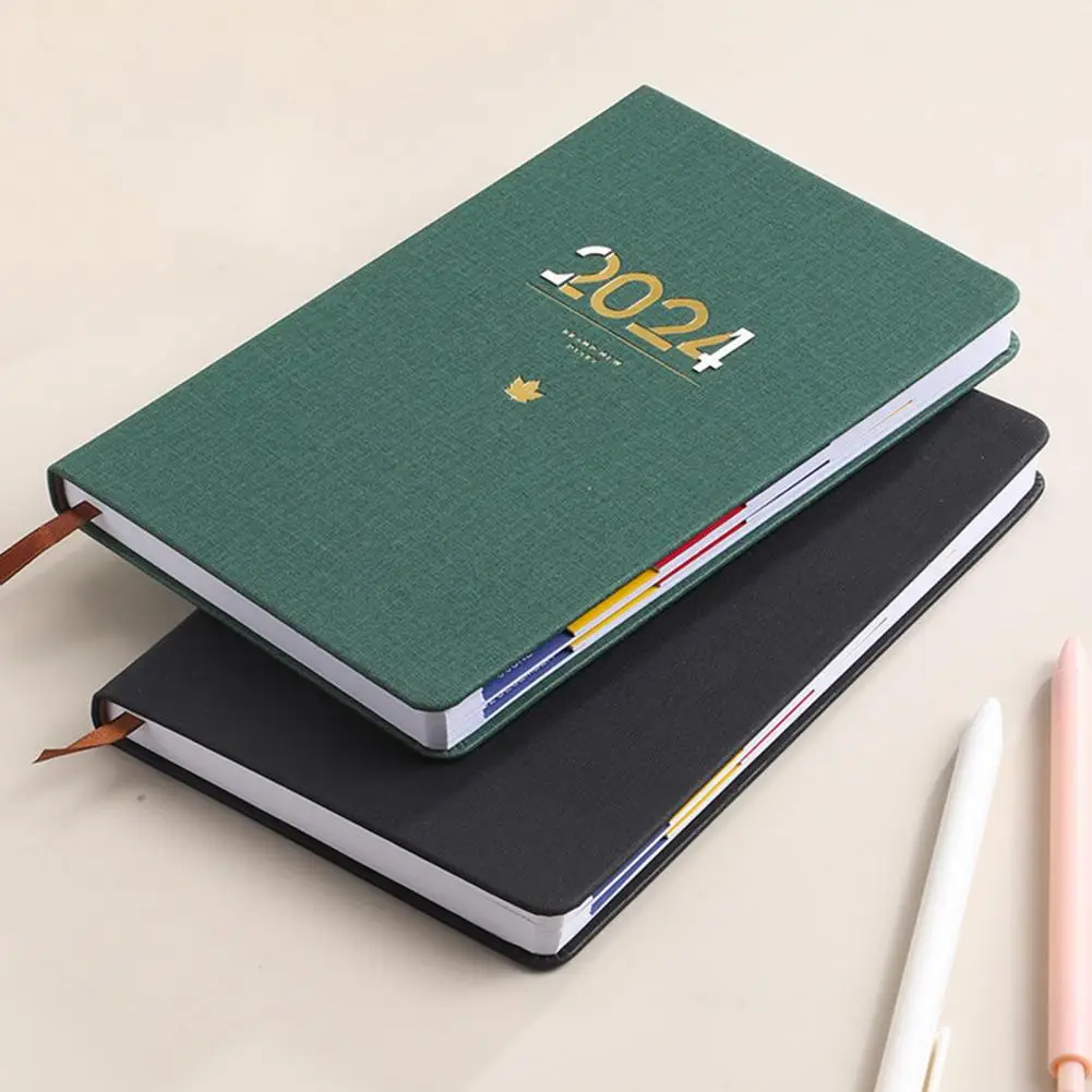 Agenda con tapa de piel sintética, cuaderno con estilo, planificador mensual, A5, calendario, con alambre, eficiente, 2024