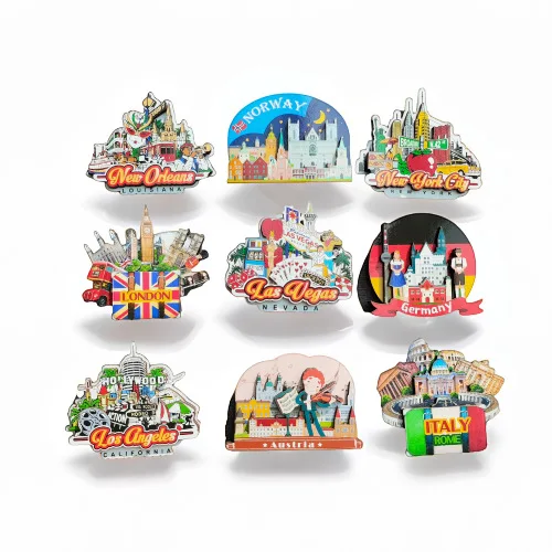 3D Wooden Refrigerator Magnet Travel Souvenir United States Austria Germany Norway Italy United Kingdom Magnetic Fridge Sticker