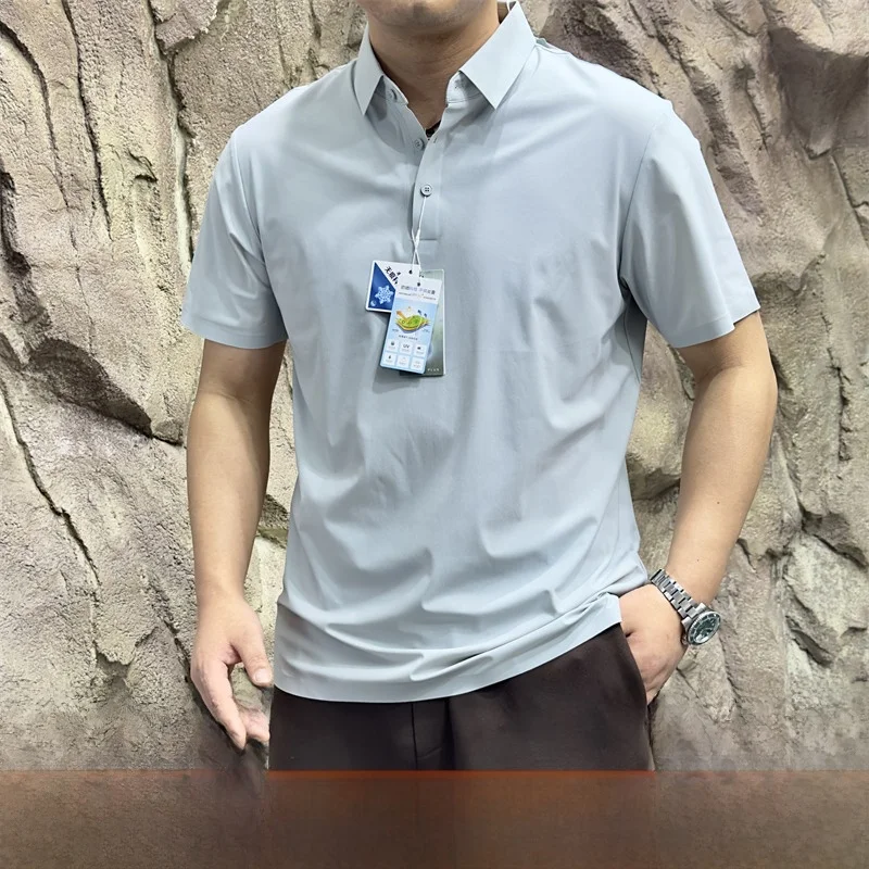 

Outdoor Qui Dry Ice Skin Technology Elastic Breathable Summer Men's Sl Gluel ort Sve irt Stand Fit